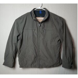 London Fog Lightweight Full Zip Jacket Olive Green Waist Length Pockets‎ XL